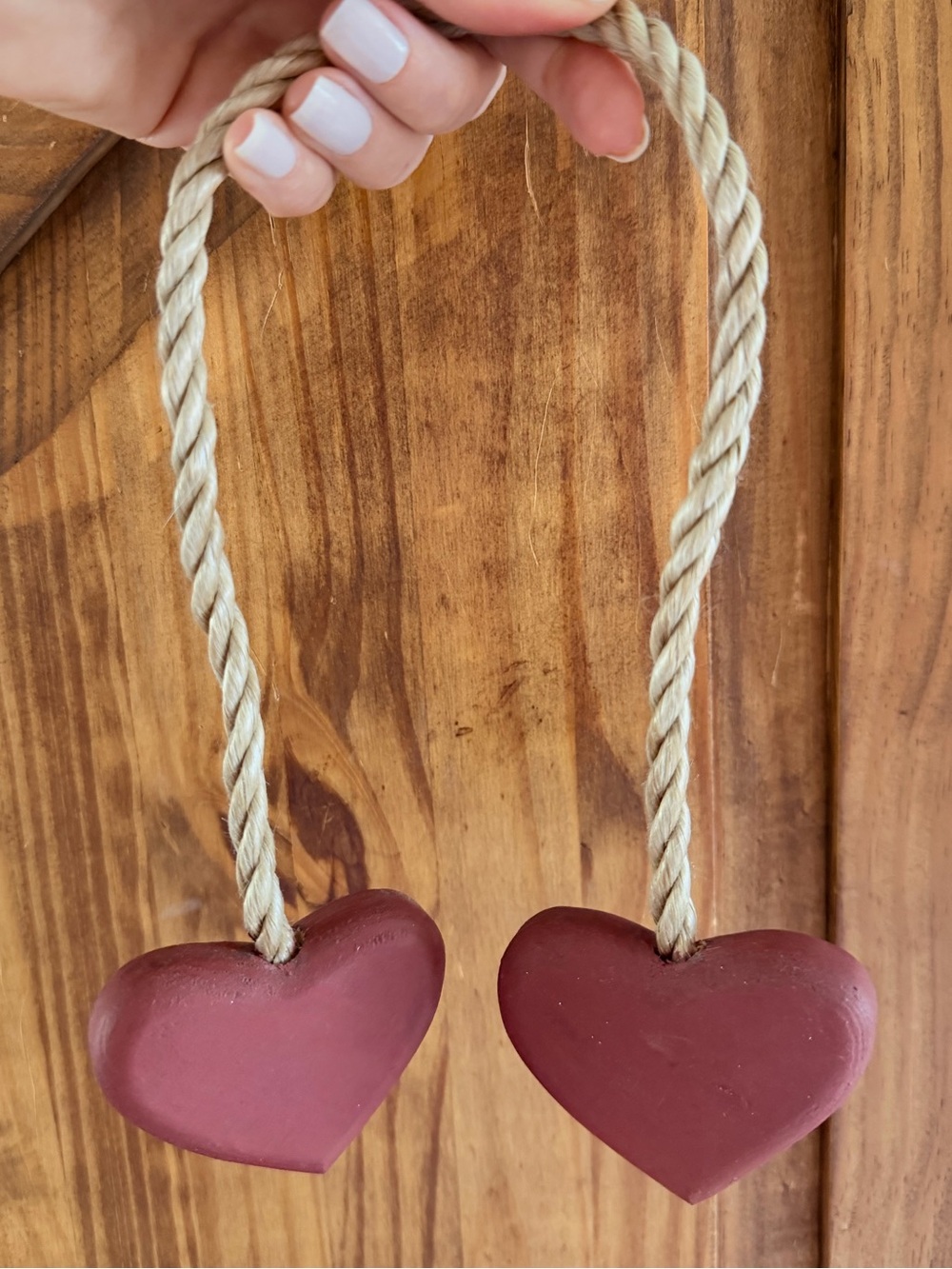 Rustic Wooden Heart Curtain Tiebacks Farmhouse Decor Primitive Red Rope
